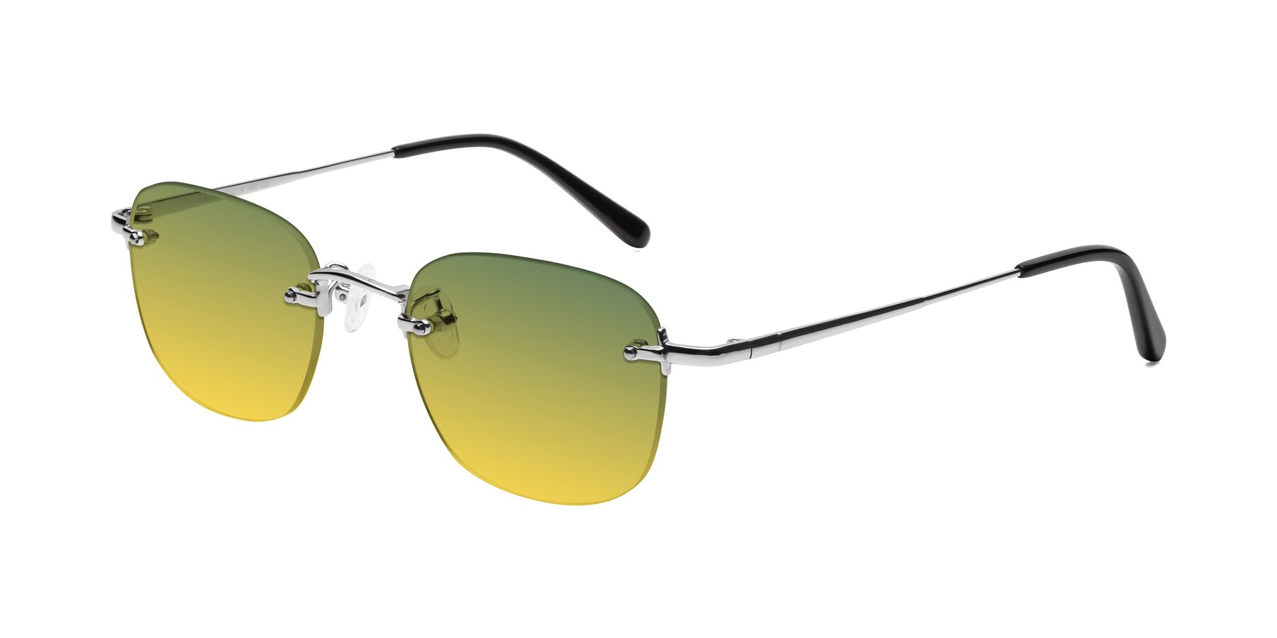 Angle of Leslie in Silver with Green / Yellow Gradient Lenses