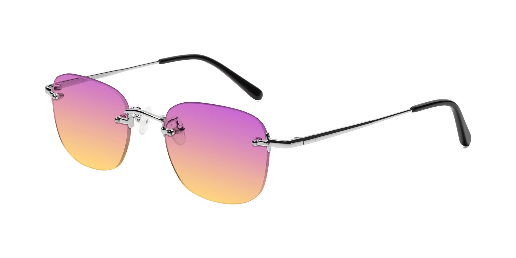 Angle of Leslie in Silver with Purple / Yellow Gradient Lenses