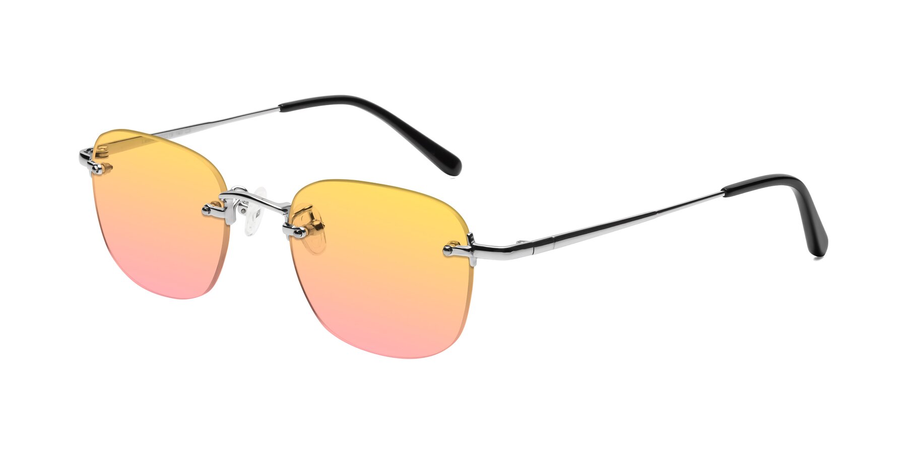 Angle of Leslie in Silver with Yellow / Pink Gradient Lenses