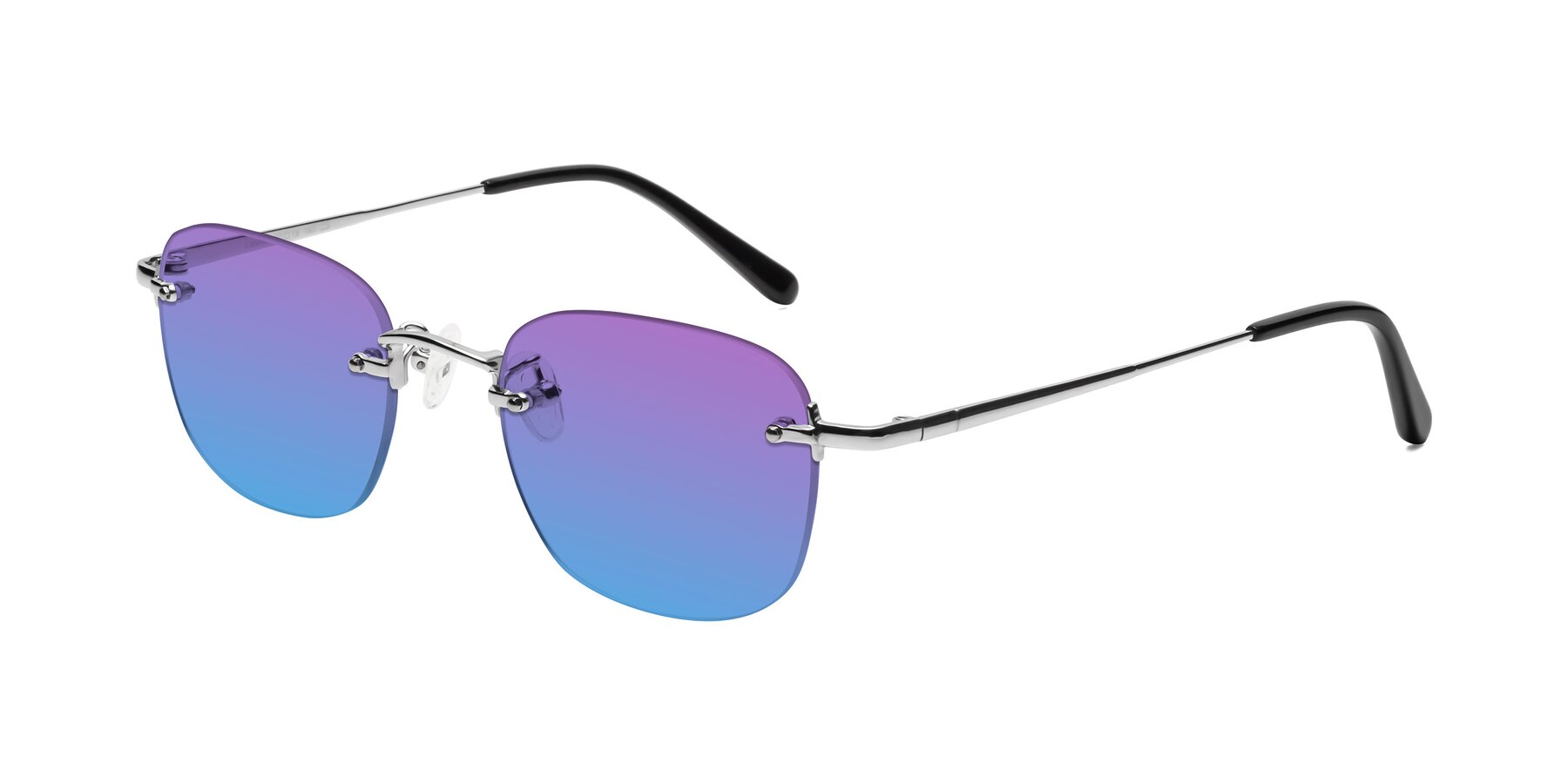 Angle of Leslie in Silver with Purple / Blue Gradient Lenses