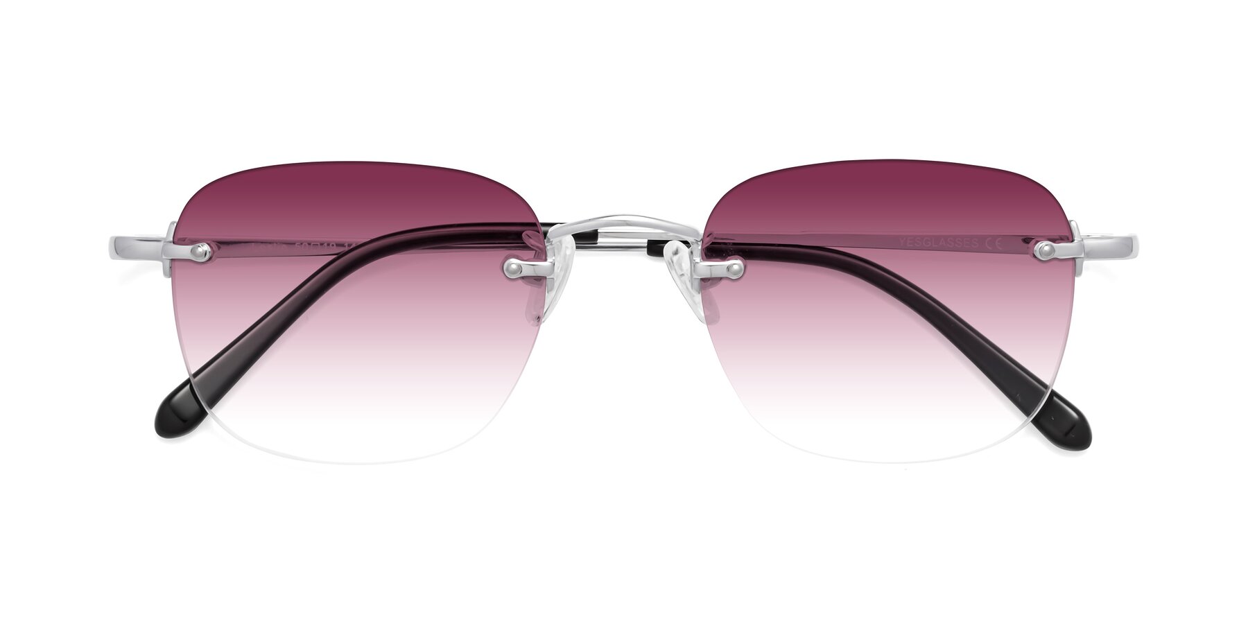 Folded Front of Leslie in Silver with Wine Gradient Lenses