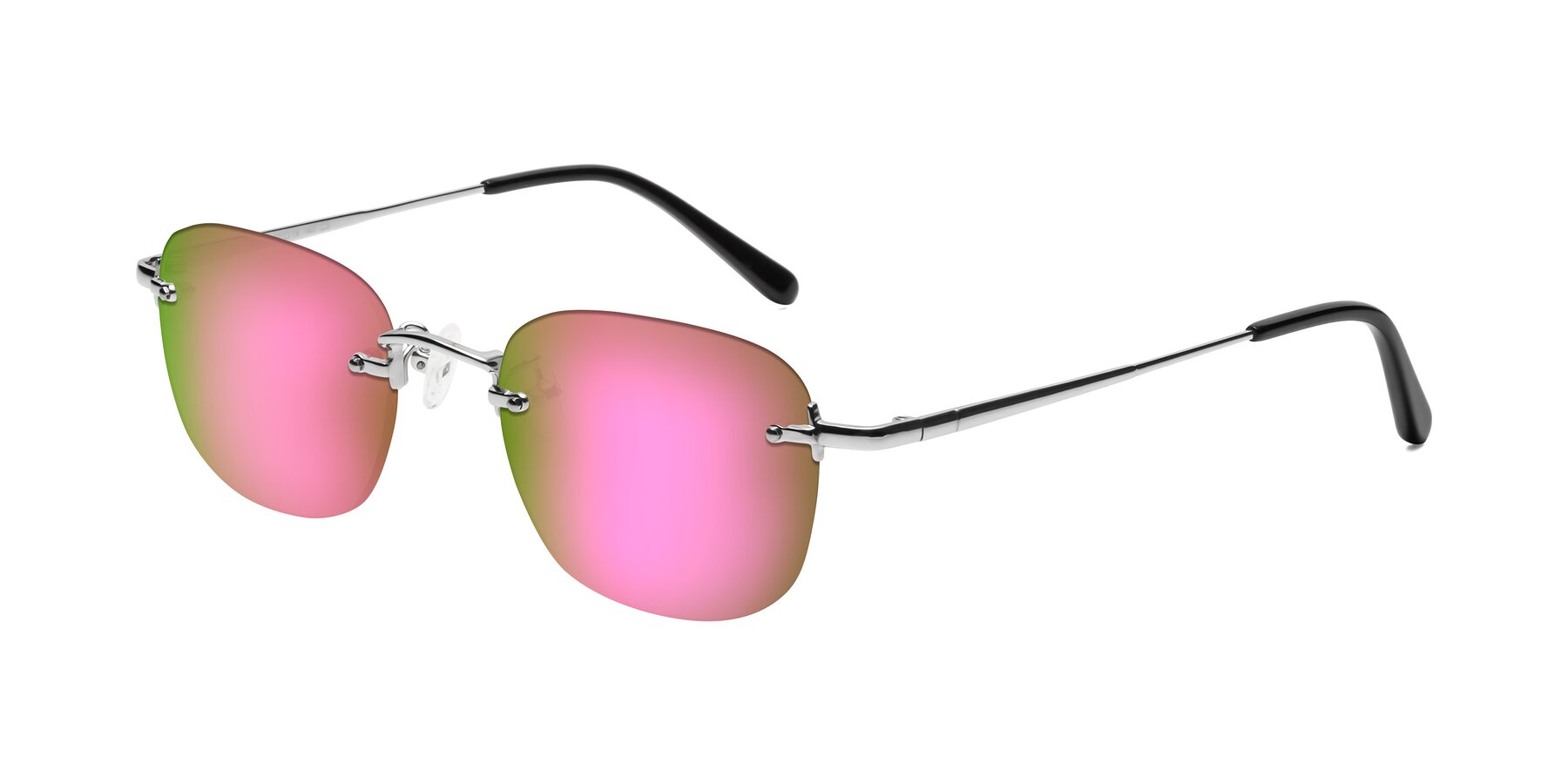 Angle of Leslie in Silver with Pink Mirrored Lenses