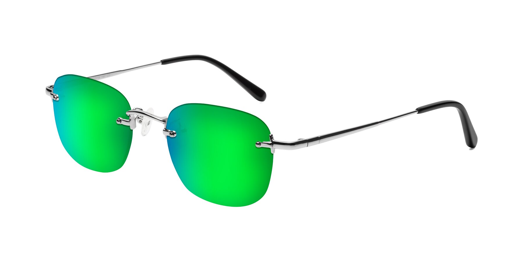 Angle of Leslie in Silver with Green Mirrored Lenses