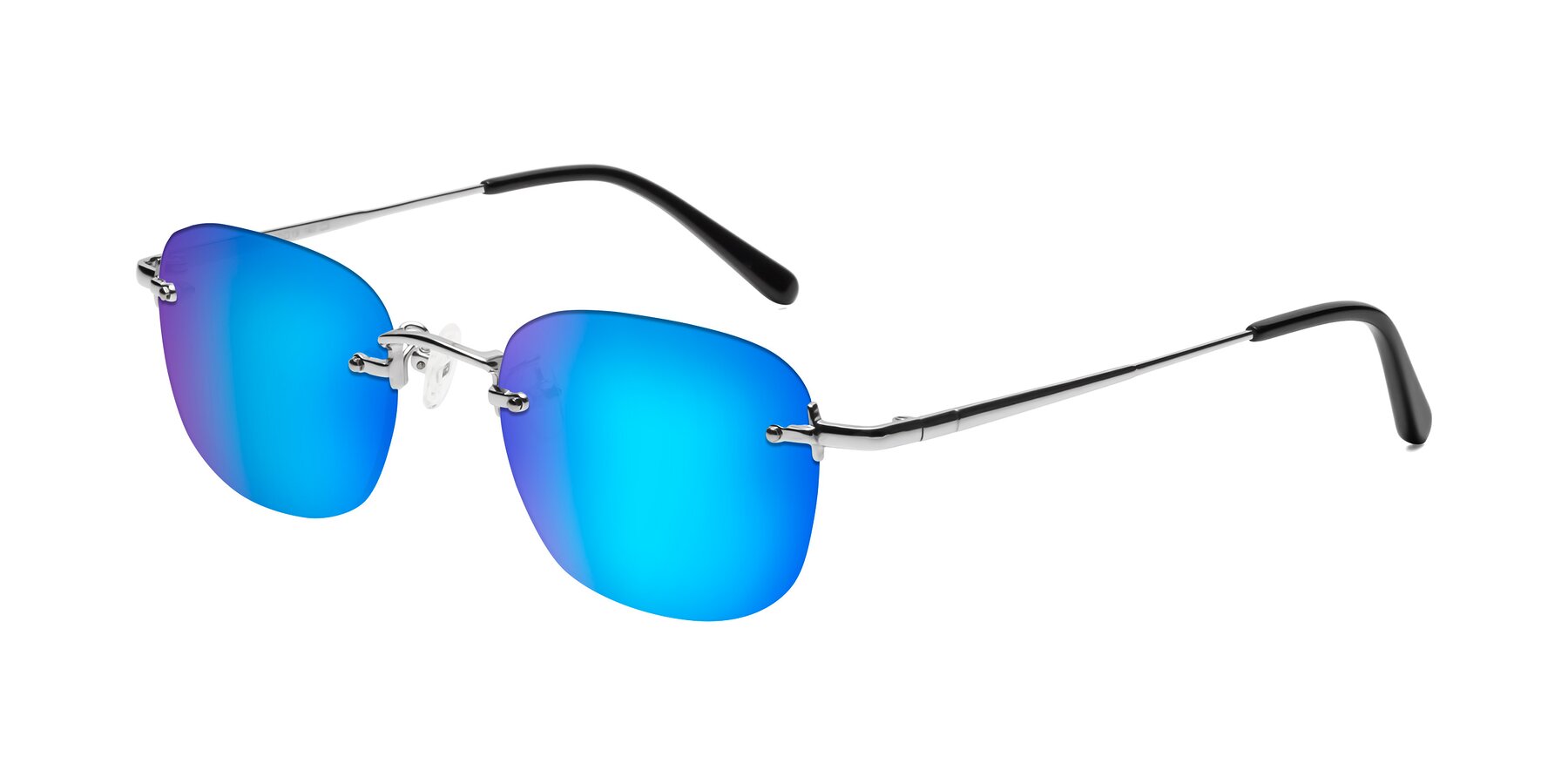Angle of Leslie in Silver with Blue Mirrored Lenses