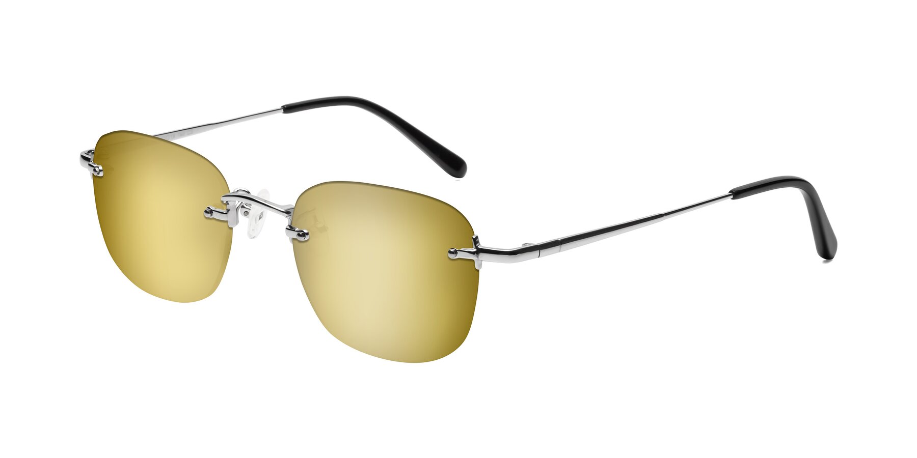 Angle of Leslie in Silver with Gold Mirrored Lenses
