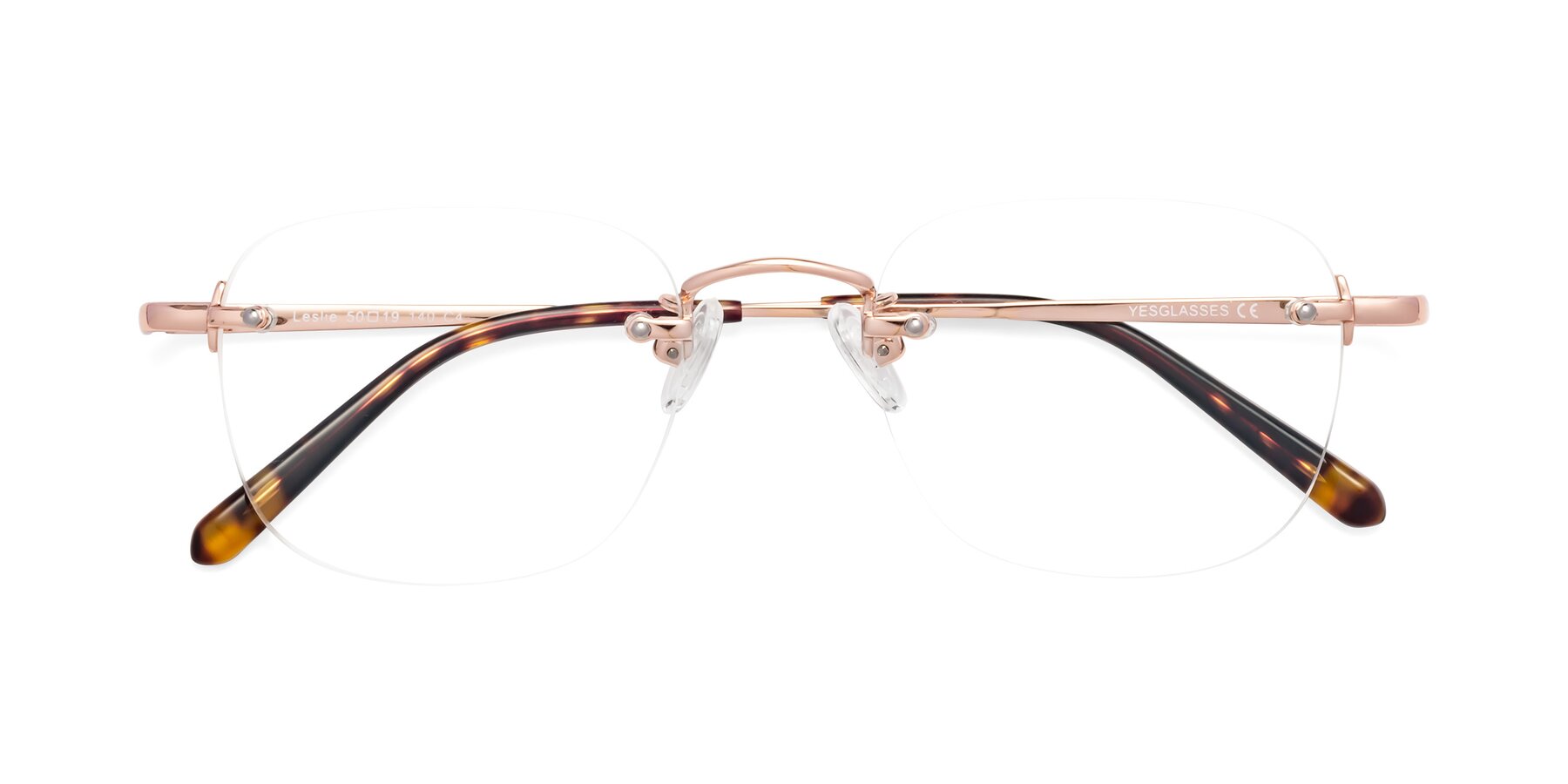 Folded Front of Leslie in Rose Gold with Clear Blue Light Blocking Lenses