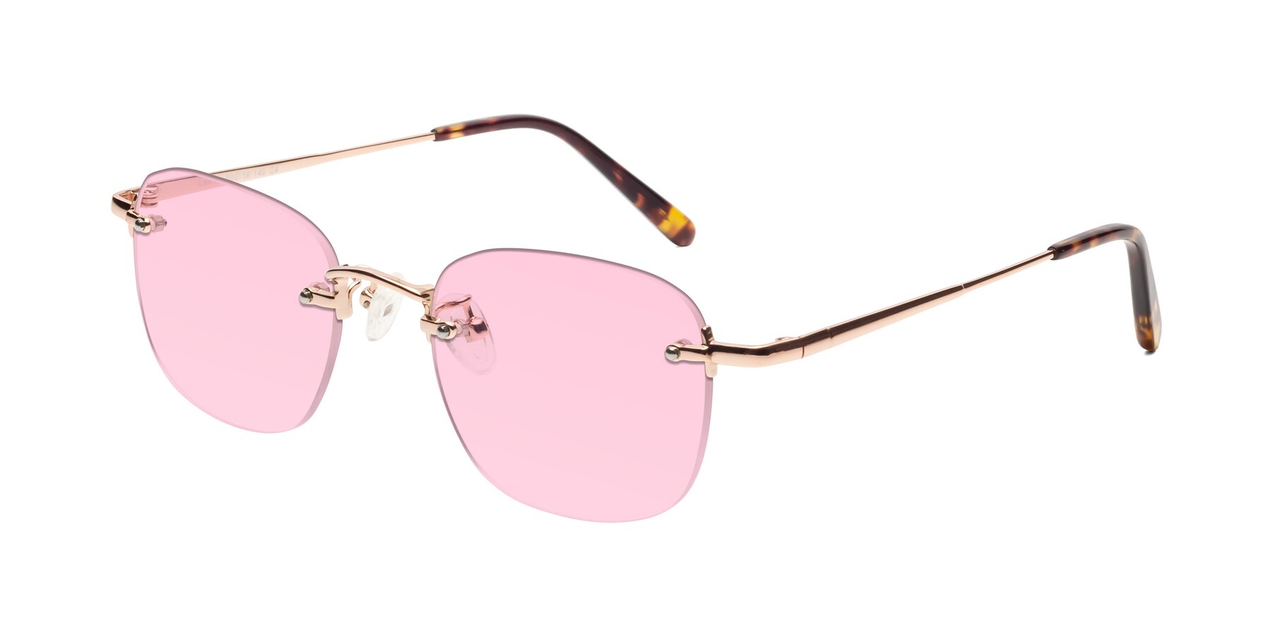 Angle of Leslie in Rose Gold with Light Pink Tinted Lenses