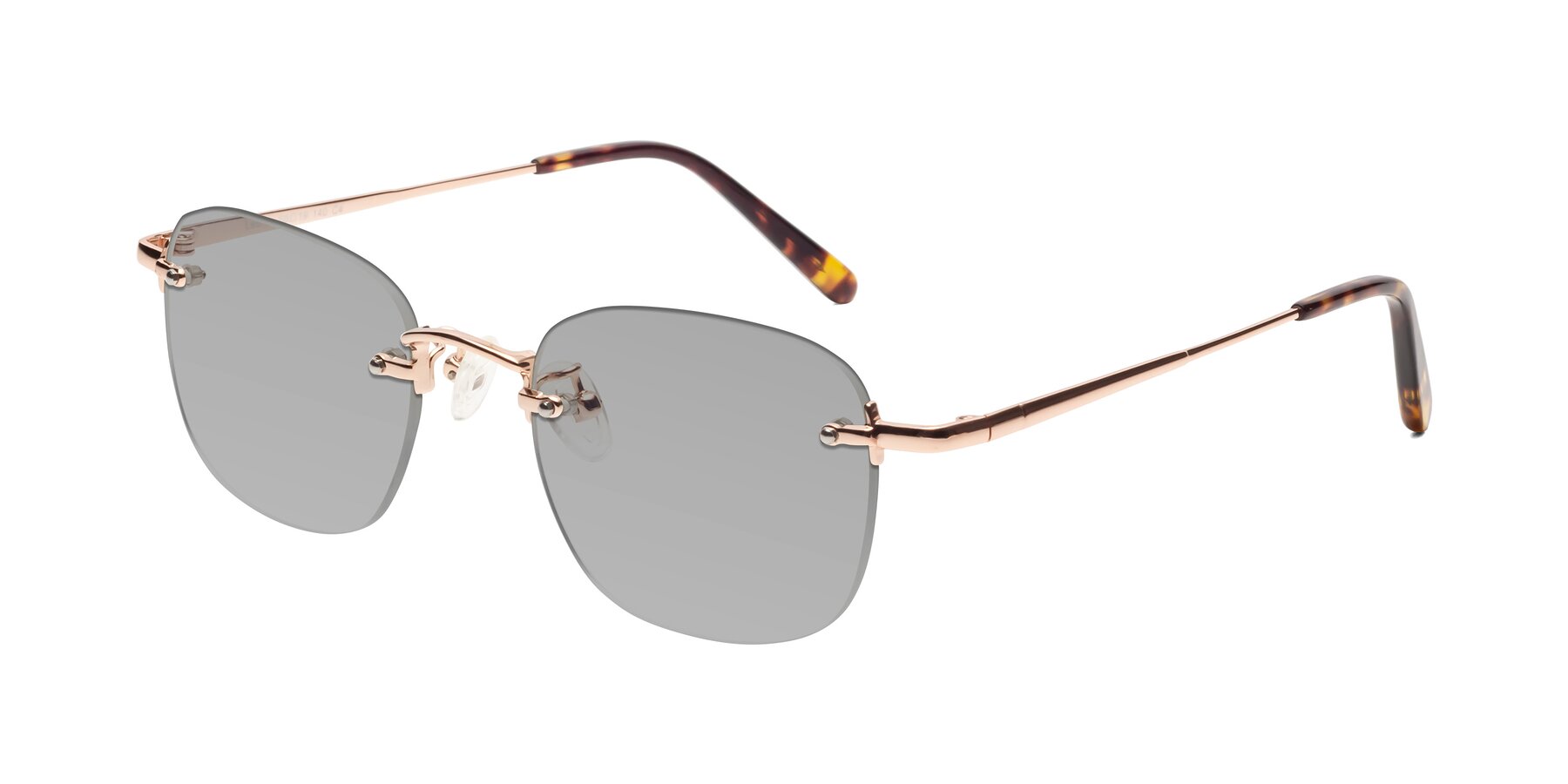 Angle of Leslie in Rose Gold with Light Gray Tinted Lenses