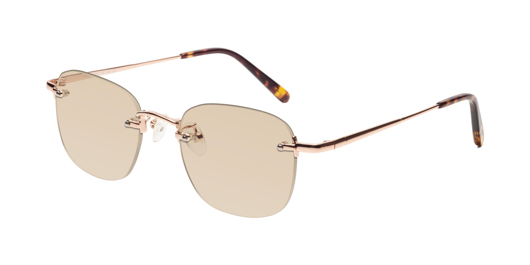 Angle of Leslie in Rose Gold with Light Brown Tinted Lenses