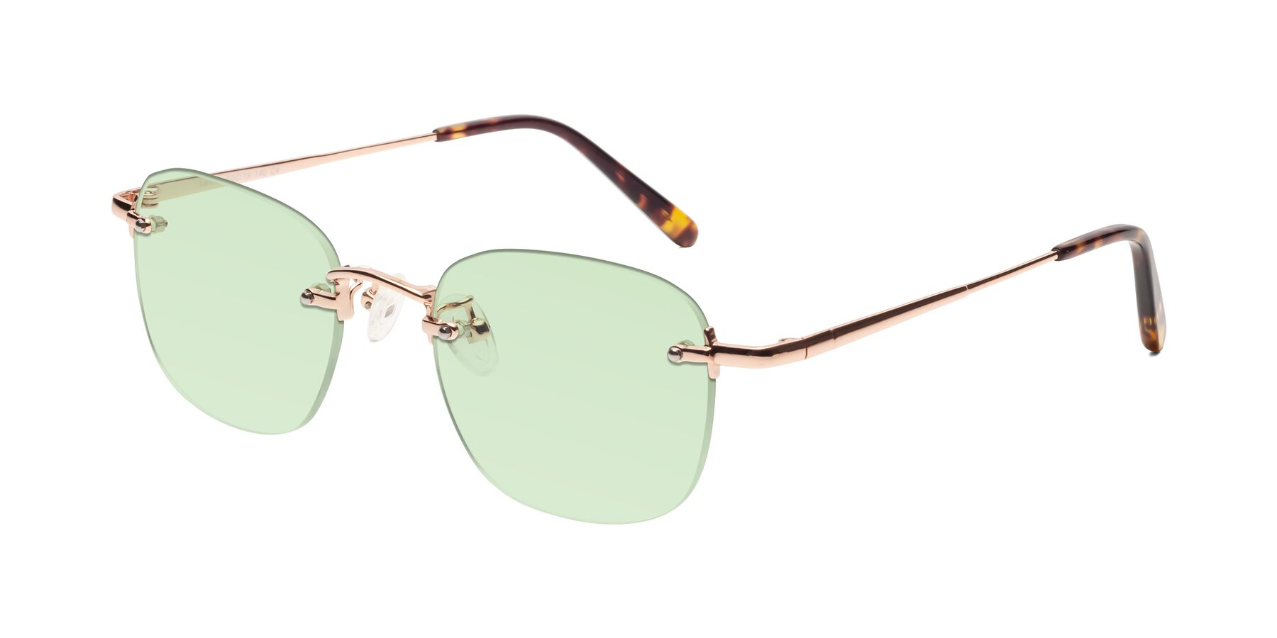 Angle of Leslie in Rose Gold with Light Green Tinted Lenses