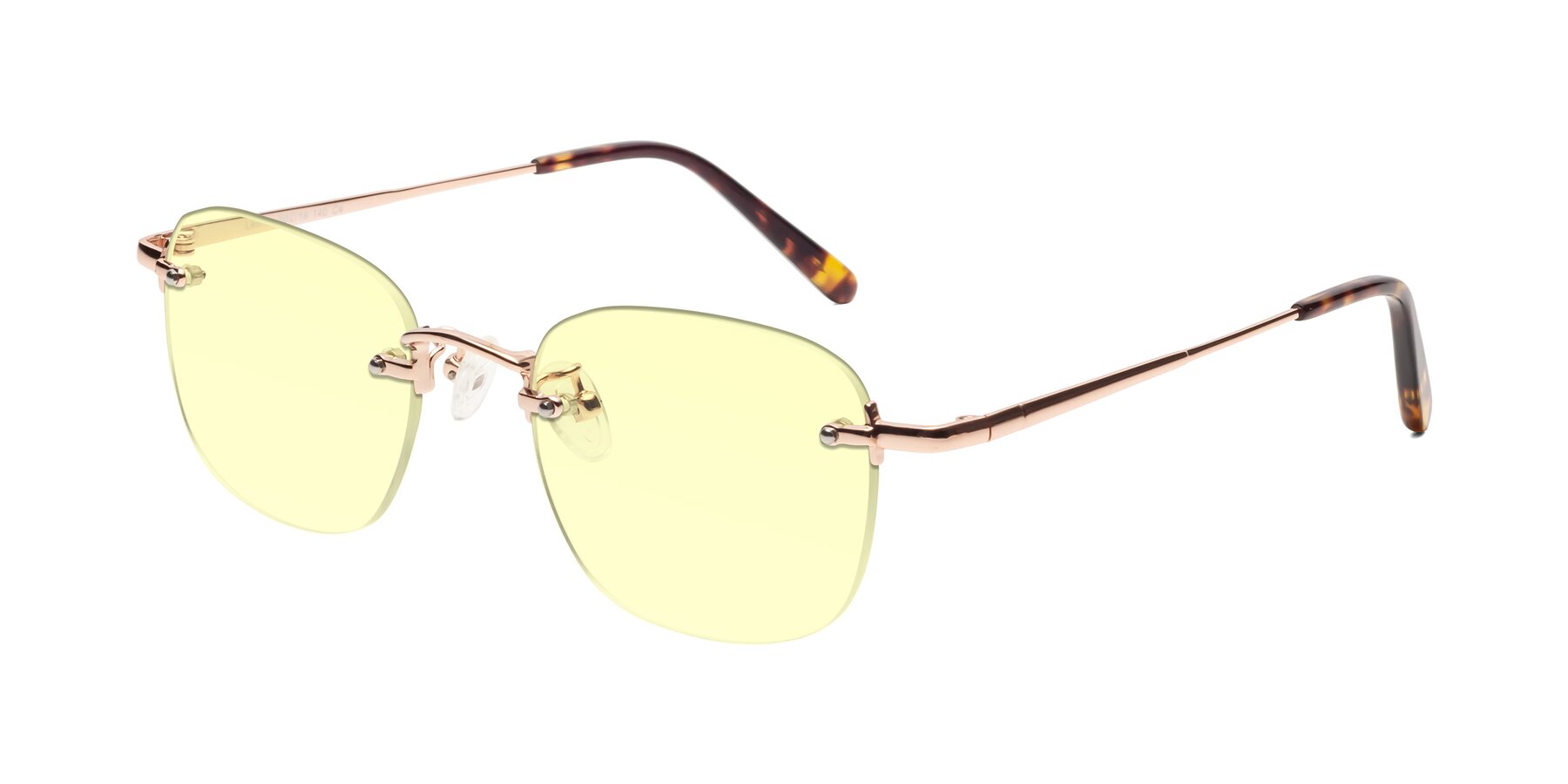 Angle of Leslie in Rose Gold with Light Yellow Tinted Lenses