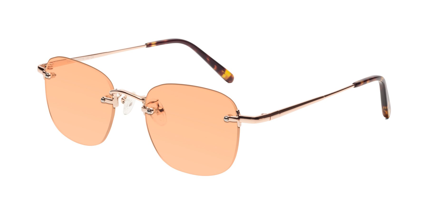 Angle of Leslie in Rose Gold with Light Orange Tinted Lenses