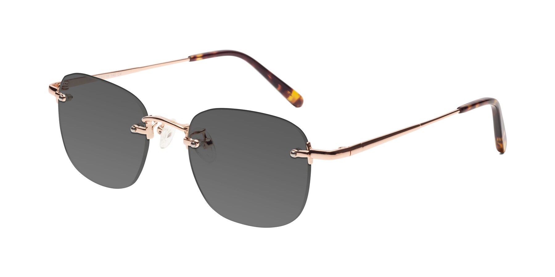Angle of Leslie in Rose Gold with Medium Gray Tinted Lenses