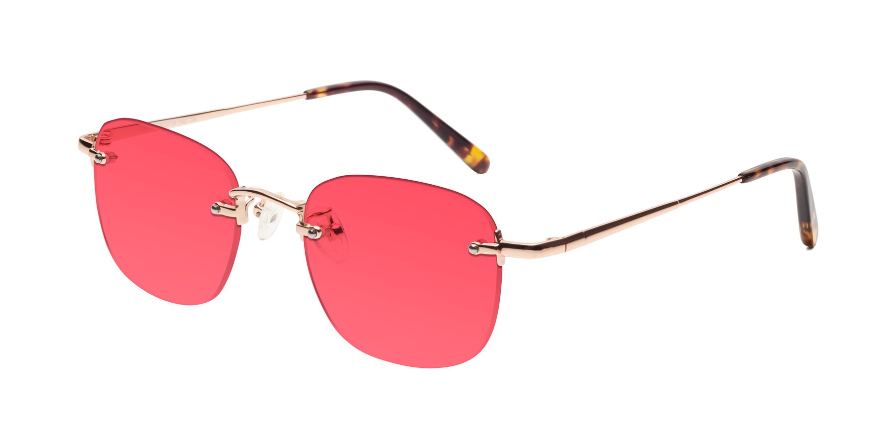 Angle of Leslie in Rose Gold with Red Tinted Lenses