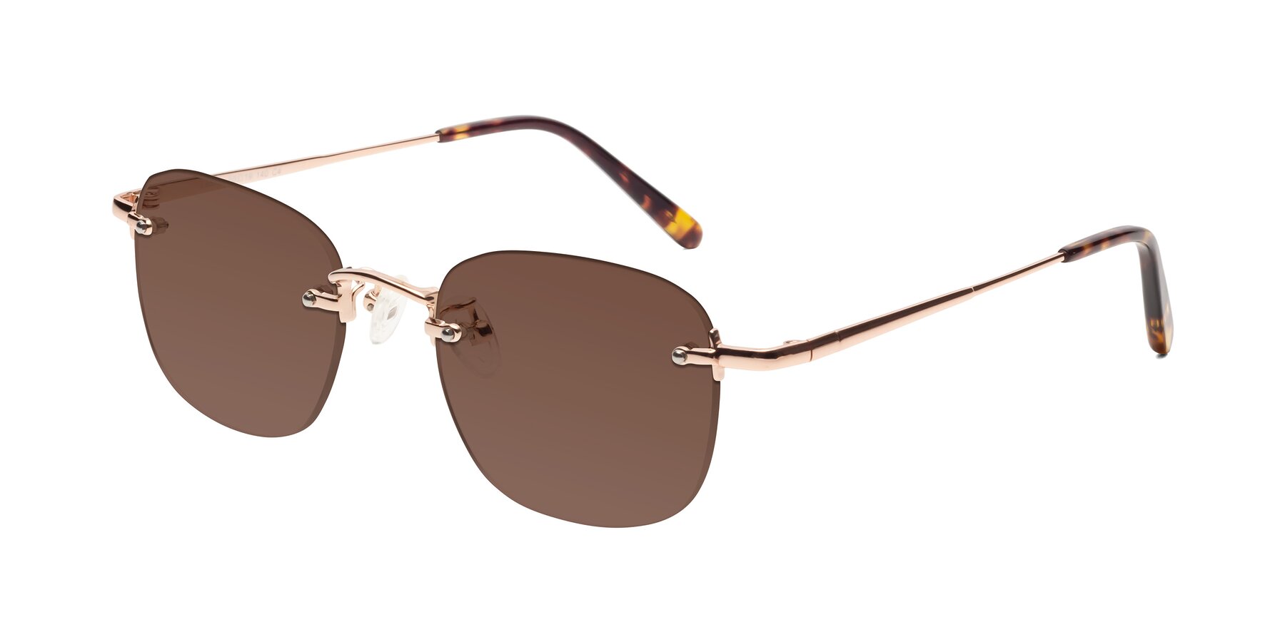 Angle of Leslie in Rose Gold with Brown Tinted Lenses