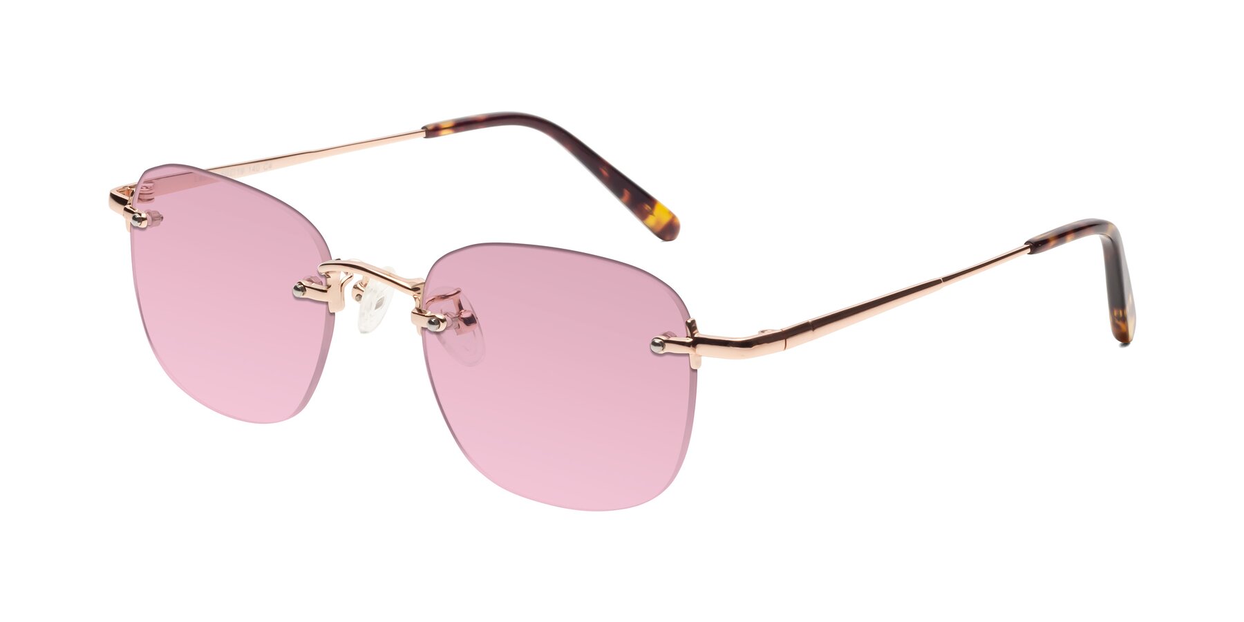 Angle of Leslie in Rose Gold with Light Wine Tinted Lenses