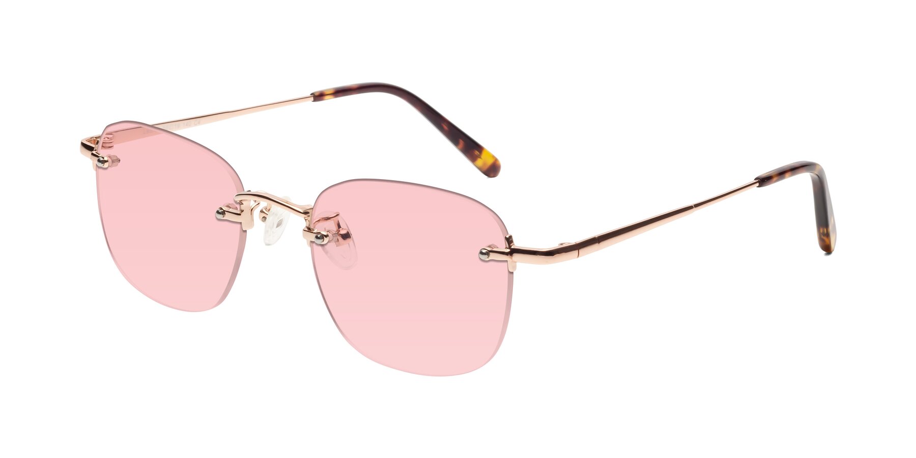 Angle of Leslie in Rose Gold with Light Garnet Tinted Lenses