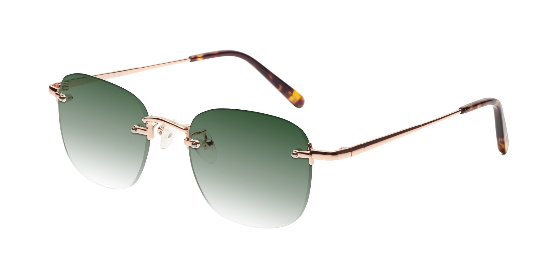 Angle of Leslie in Rose Gold with Green Gradient Lenses
