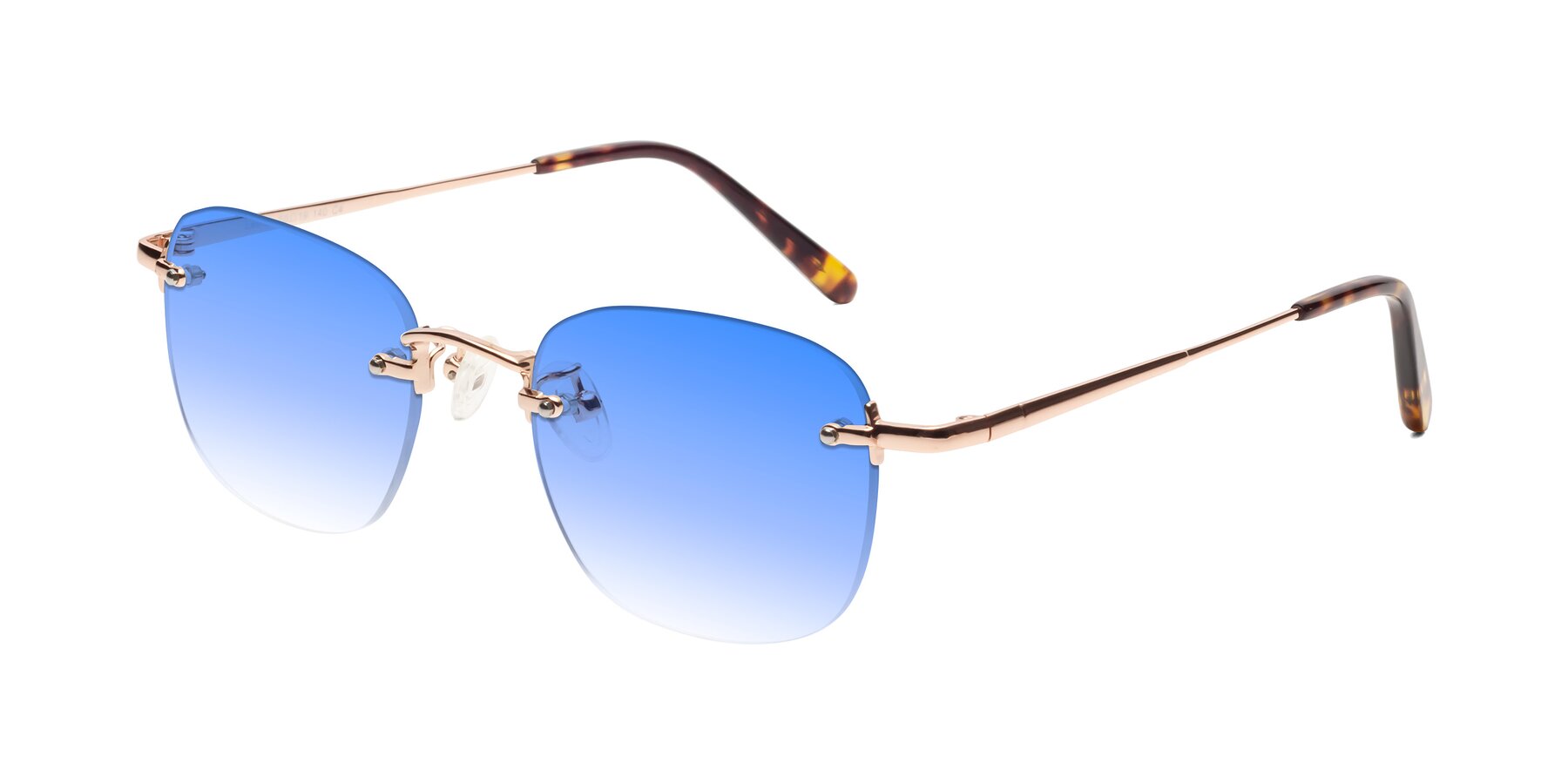 Angle of Leslie in Rose Gold with Blue Gradient Lenses