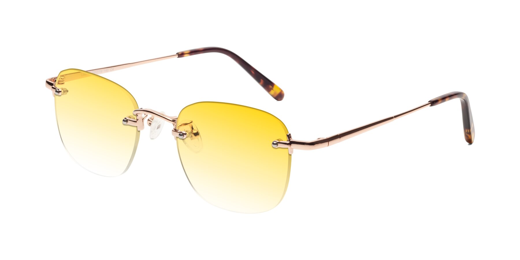 Angle of Leslie in Rose Gold with Yellow Gradient Lenses