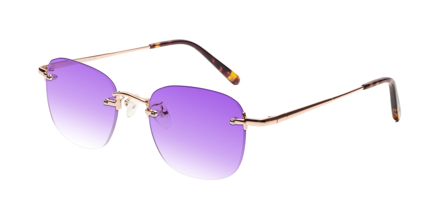 Angle of Leslie in Rose Gold with Purple Gradient Lenses