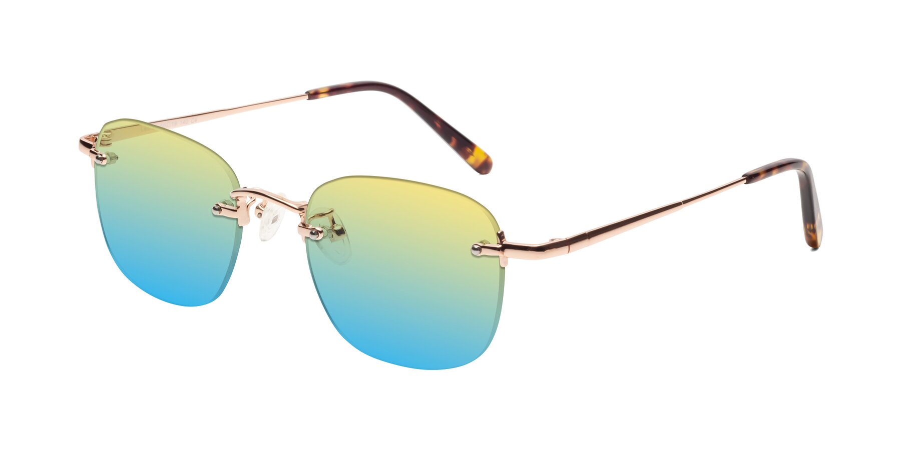 Angle of Leslie in Rose Gold with Yellow / Blue Gradient Lenses