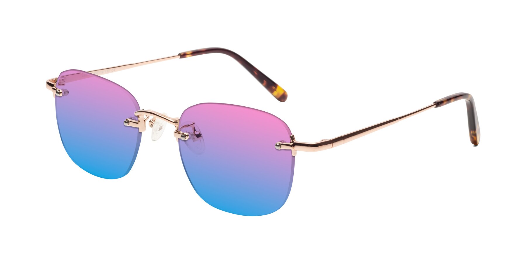 Angle of Leslie in Rose Gold with Pink / Blue Gradient Lenses