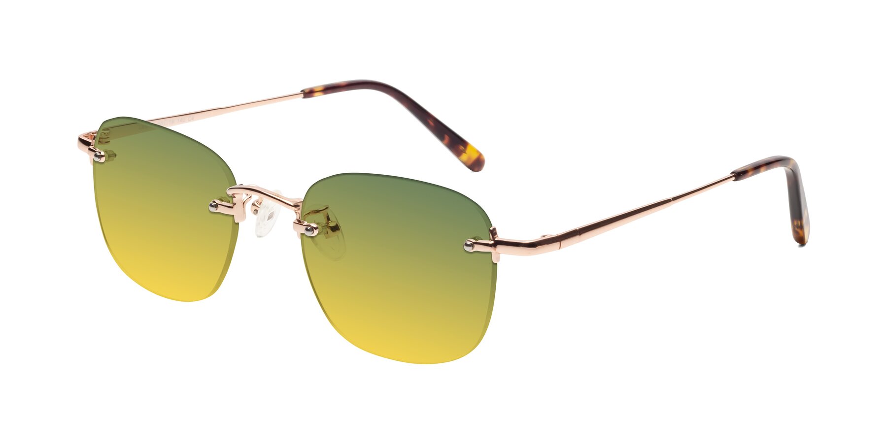 Angle of Leslie in Rose Gold with Green / Yellow Gradient Lenses