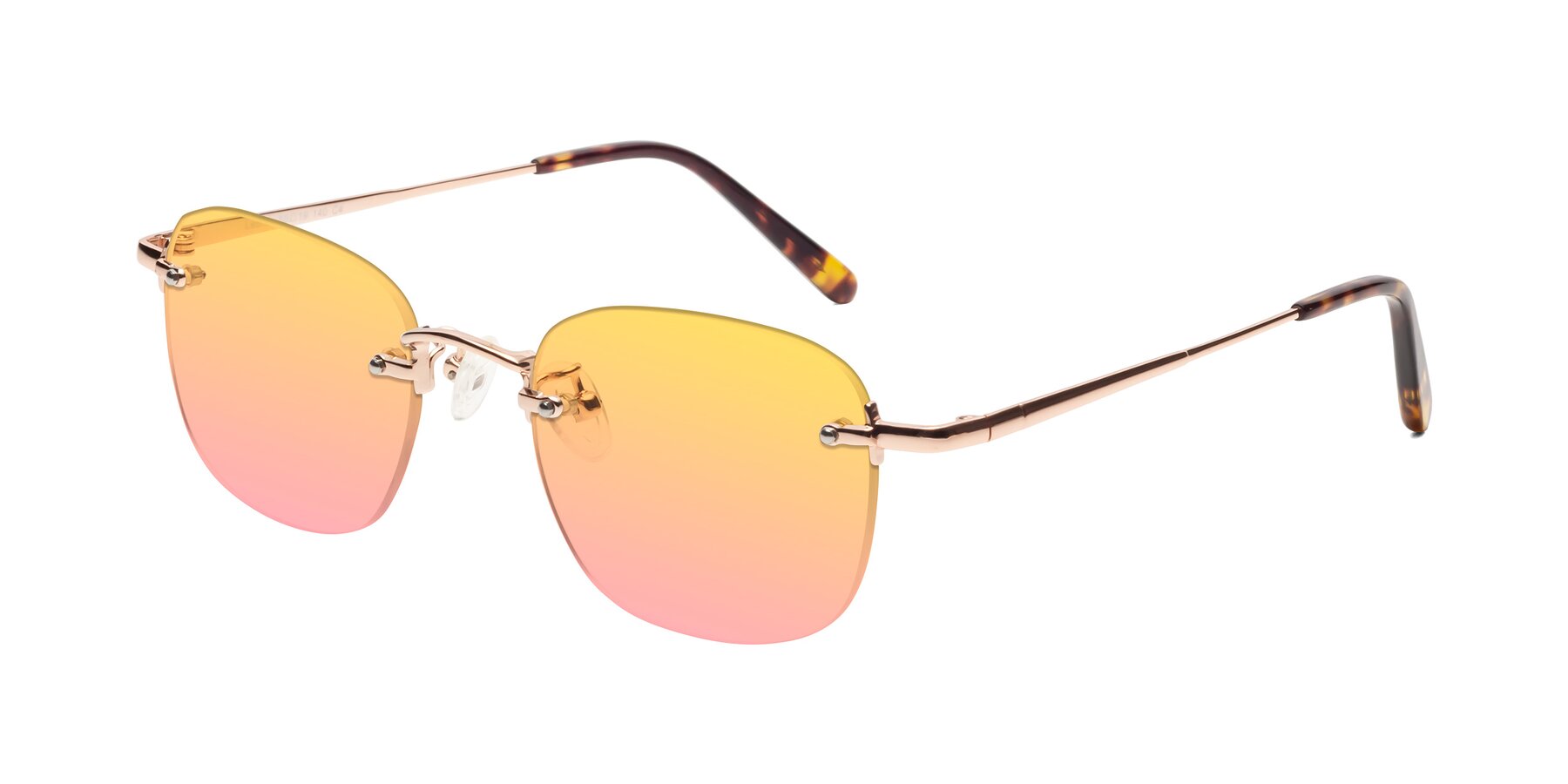 Angle of Leslie in Rose Gold with Yellow / Pink Gradient Lenses