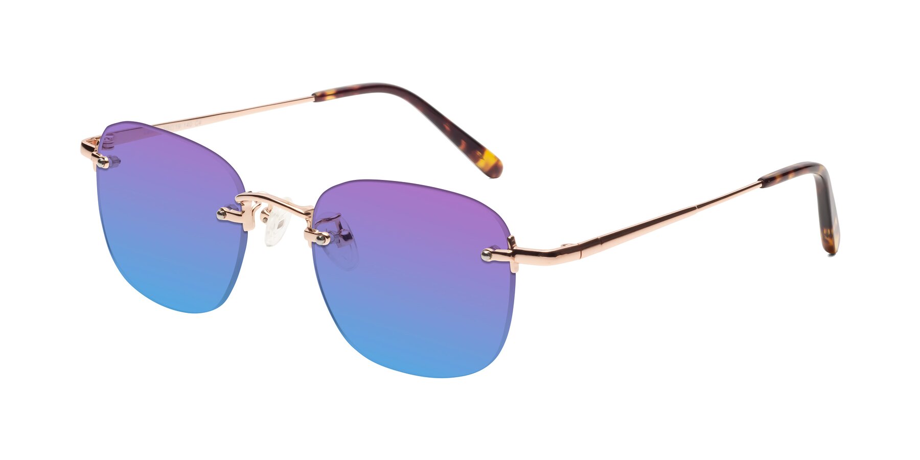 Angle of Leslie in Rose Gold with Purple / Blue Gradient Lenses