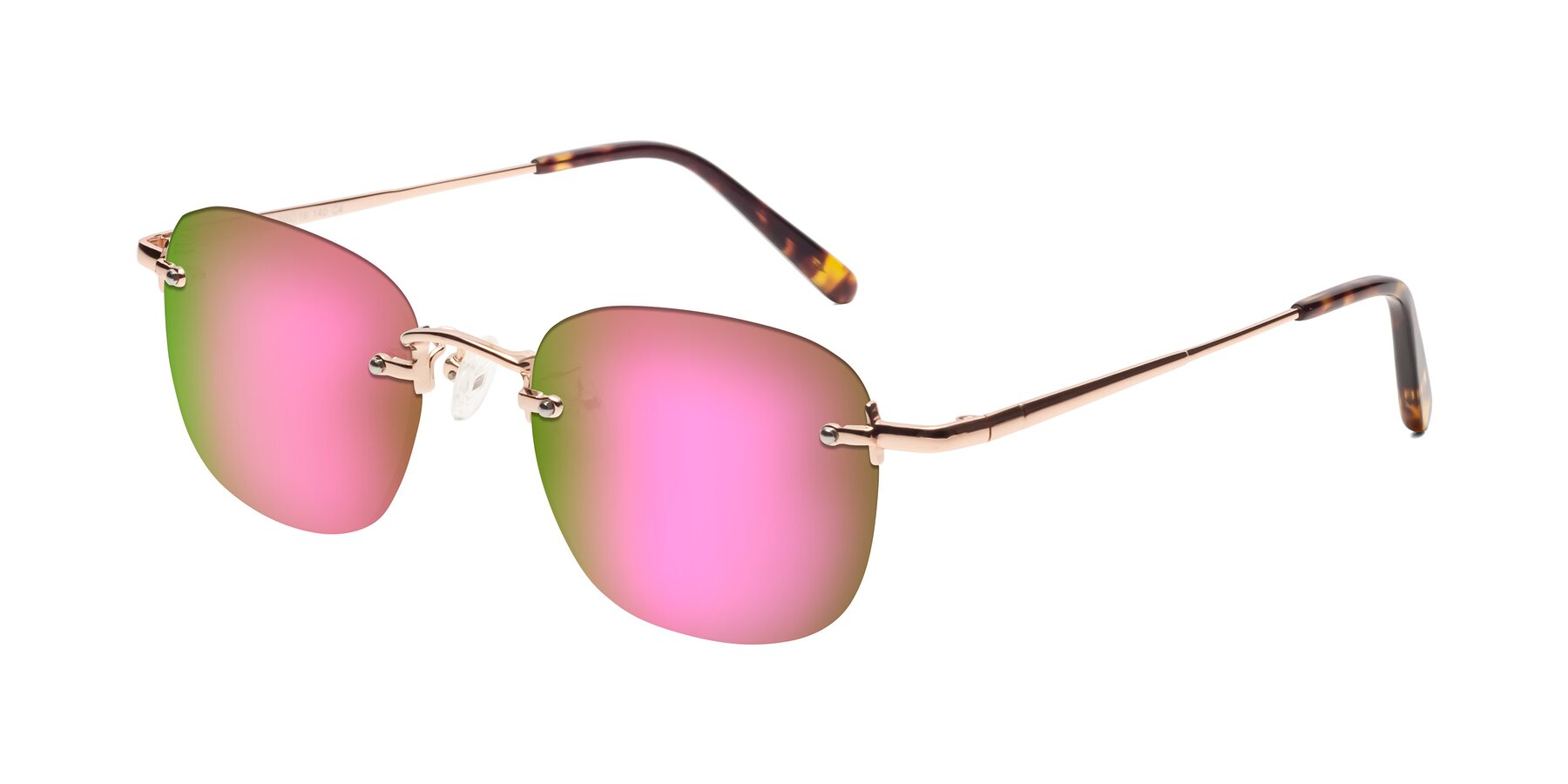 Angle of Leslie in Rose Gold with Pink Mirrored Lenses