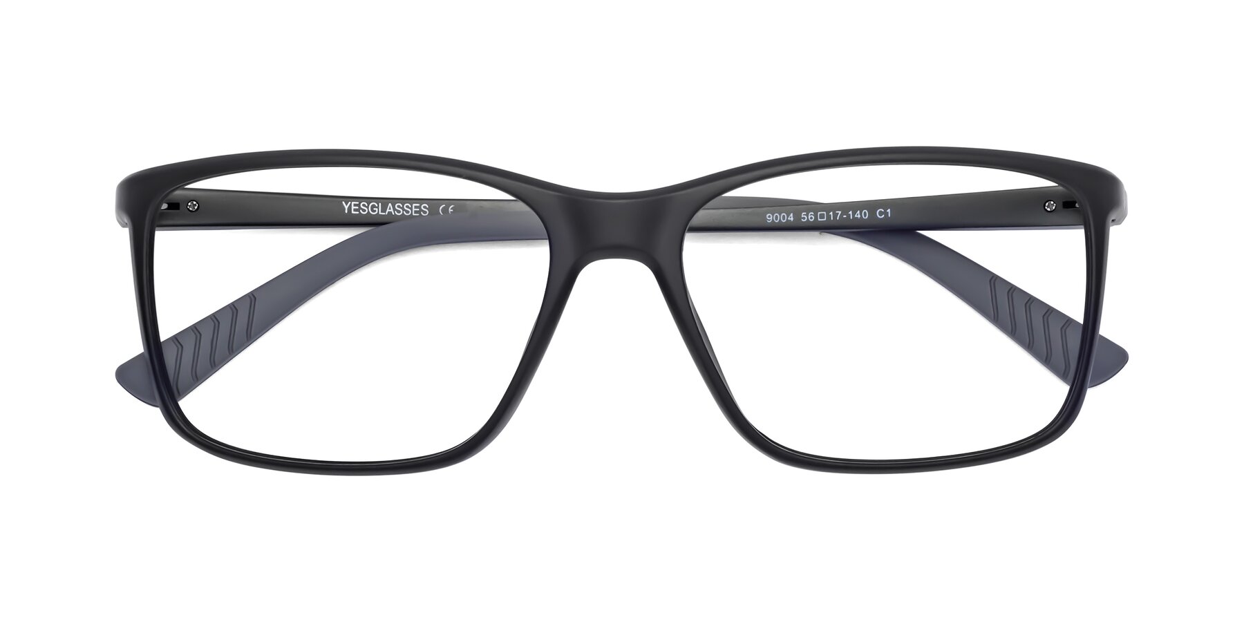 Folded Front of 9004 in Matte Black with Clear Blue Light Blocking Lenses