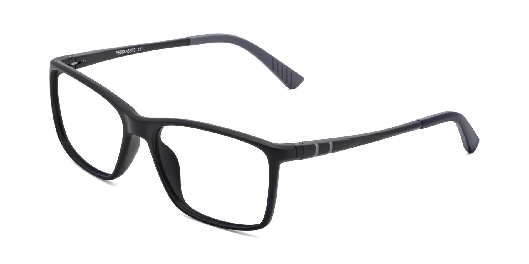Angle of 9004 in Matte Black with Clear Eyeglass Lenses