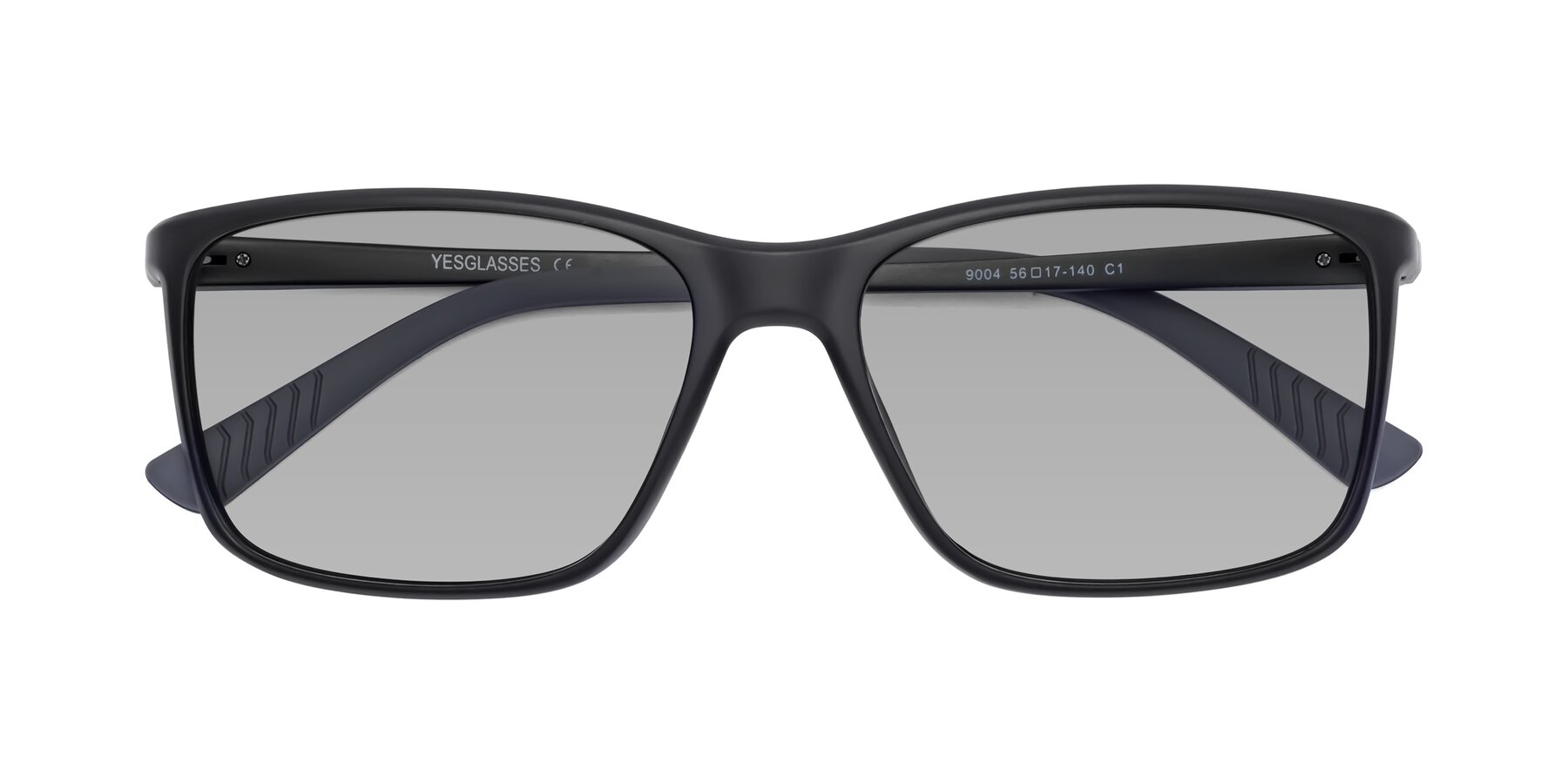 Folded Front of 9004 in Matte Black with Light Gray Tinted Lenses