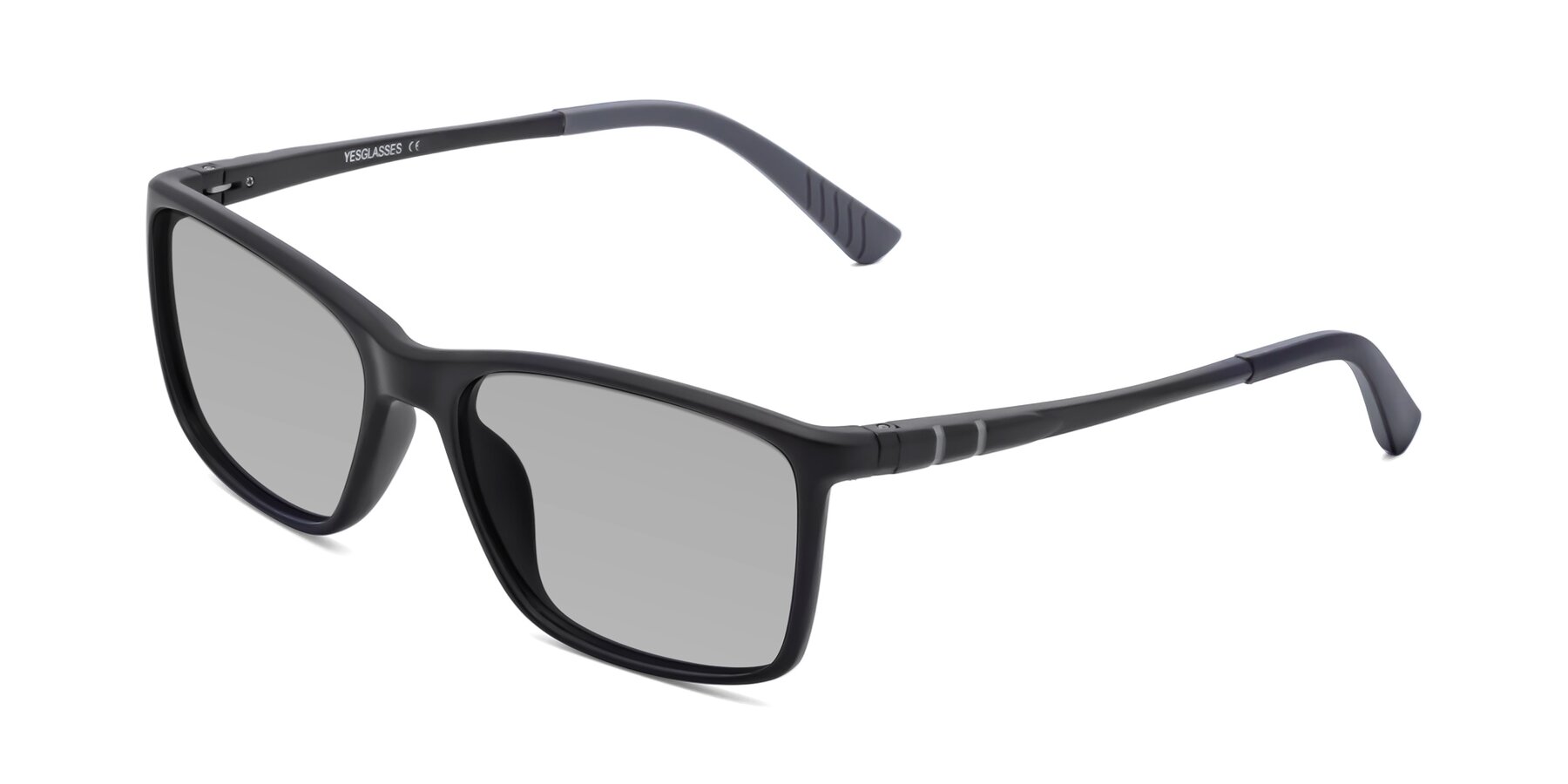 Angle of 9004 in Matte Black with Light Gray Tinted Lenses