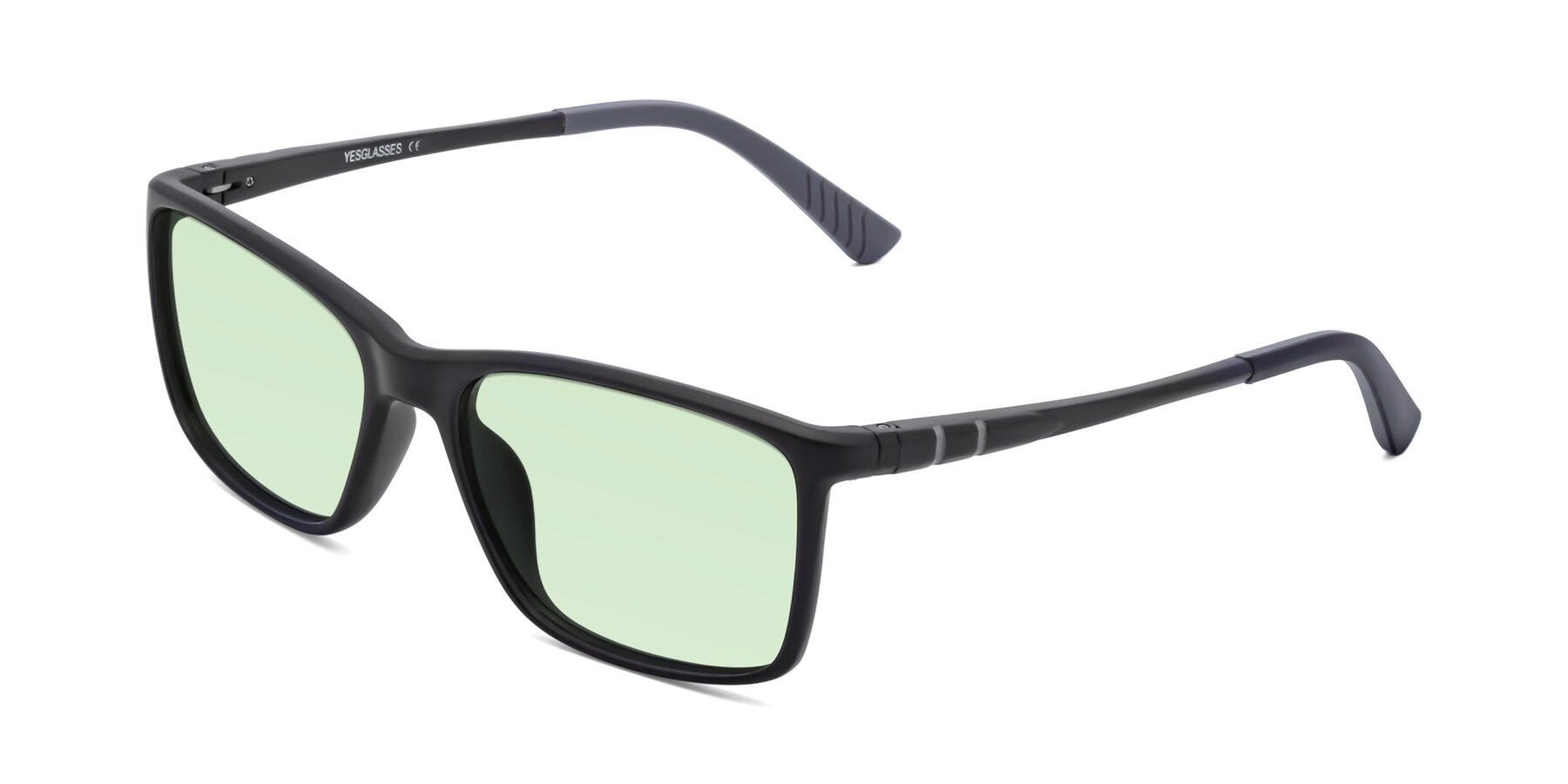 Angle of 9004 in Matte Black with Light Green Tinted Lenses