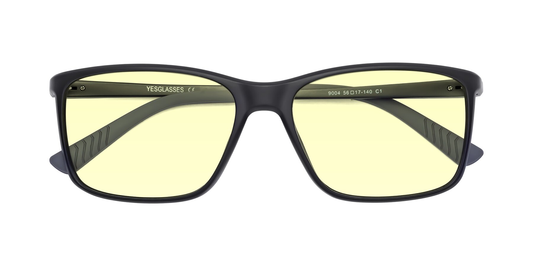 Folded Front of 9004 in Matte Black with Light Yellow Tinted Lenses