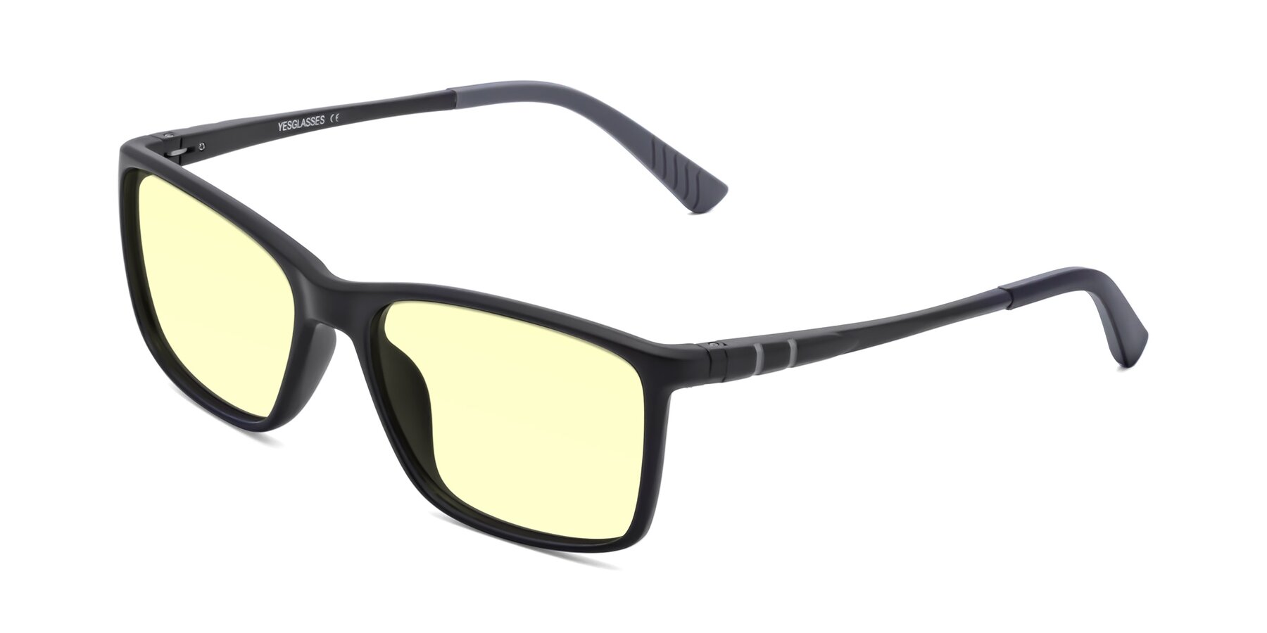 Angle of 9004 in Matte Black with Light Yellow Tinted Lenses
