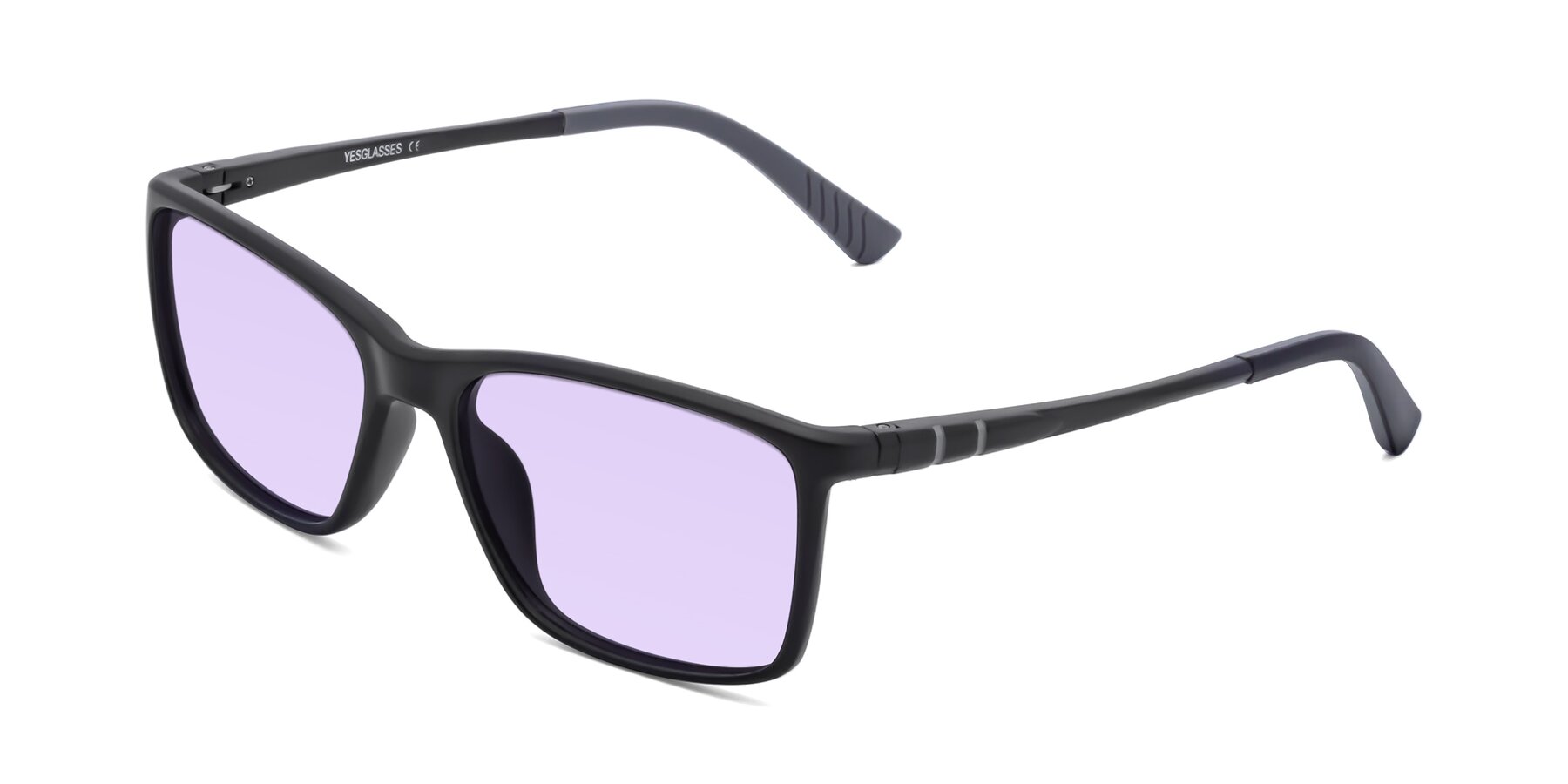 Angle of 9004 in Matte Black with Light Purple Tinted Lenses