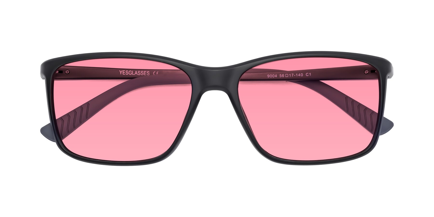 Folded Front of 9004 in Matte Black with Pink Tinted Lenses