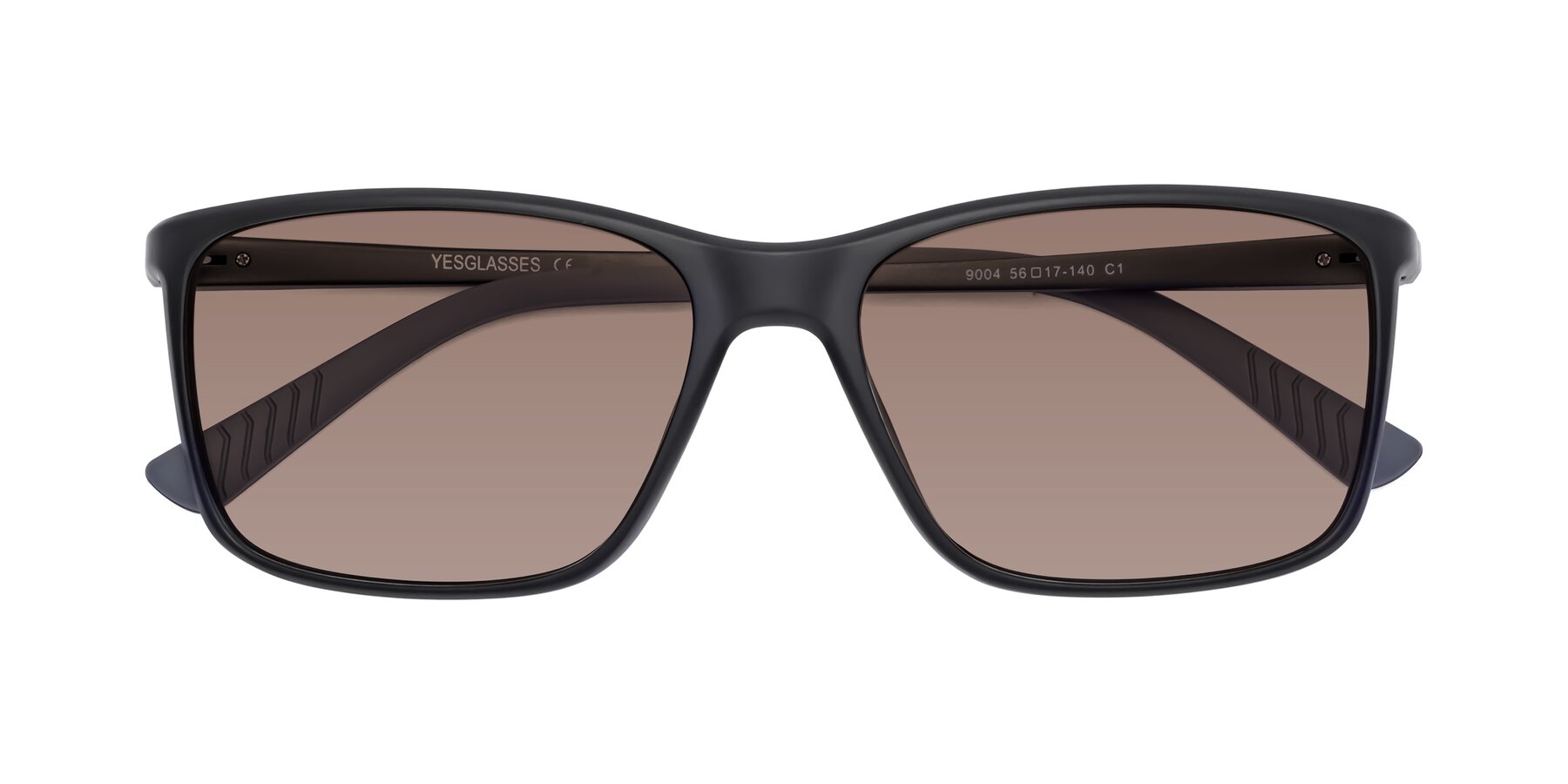 Folded Front of 9004 in Matte Black with Medium Brown Tinted Lenses