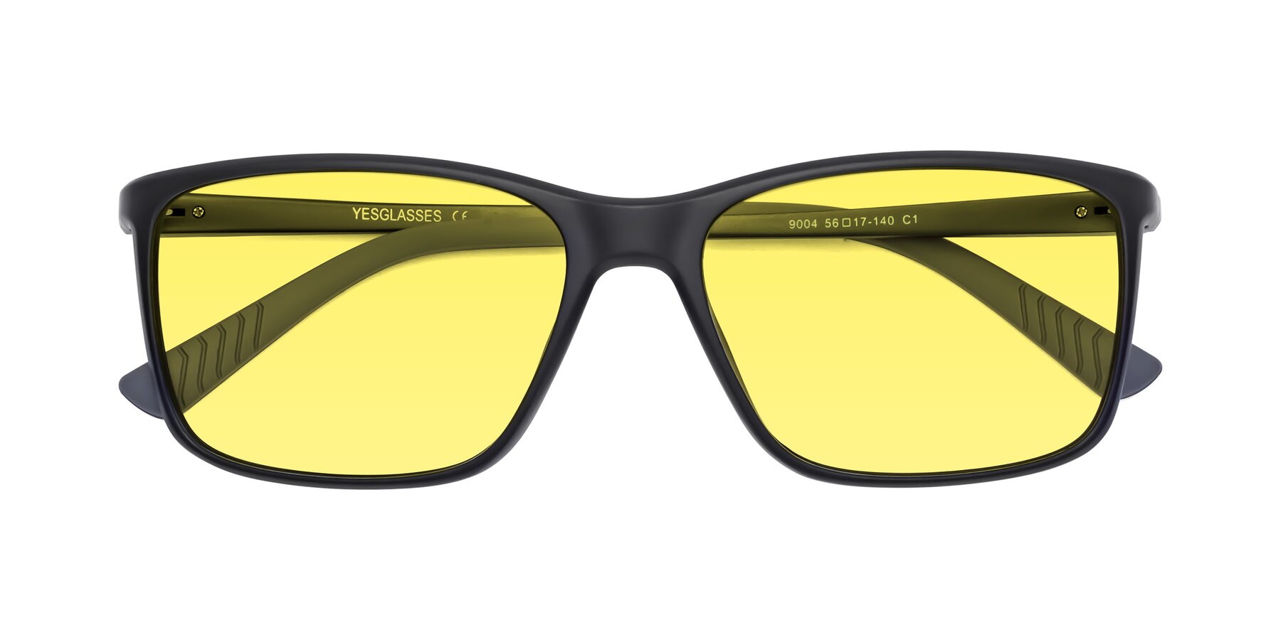 Folded Front of 9004 in Matte Black with Medium Yellow Tinted Lenses