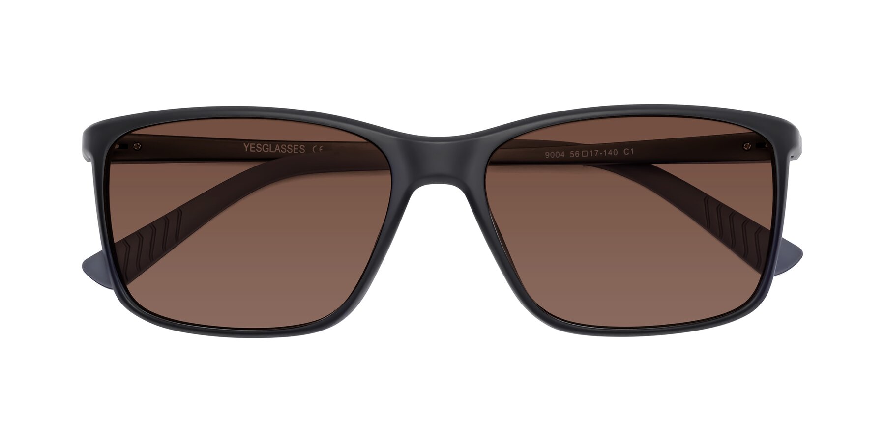 Folded Front of 9004 in Matte Black with Brown Tinted Lenses