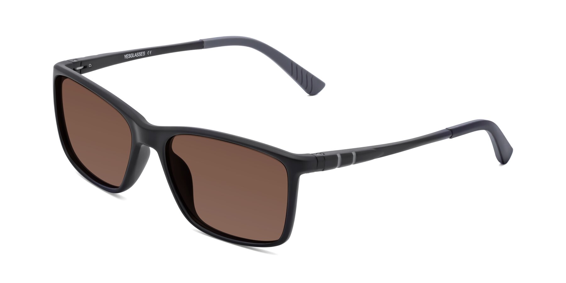 Angle of 9004 in Matte Black with Brown Tinted Lenses