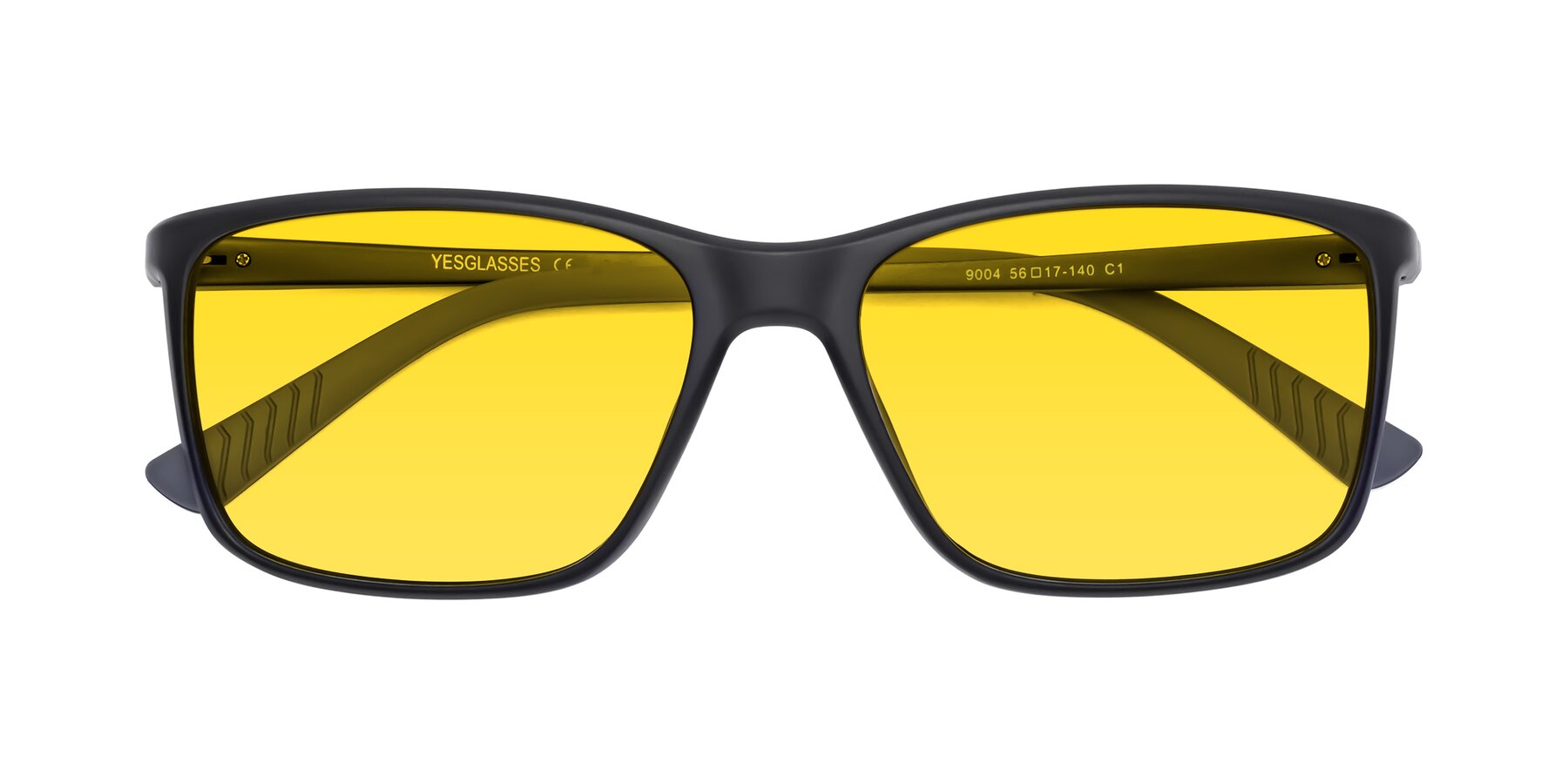 Folded Front of 9004 in Matte Black with Yellow Tinted Lenses