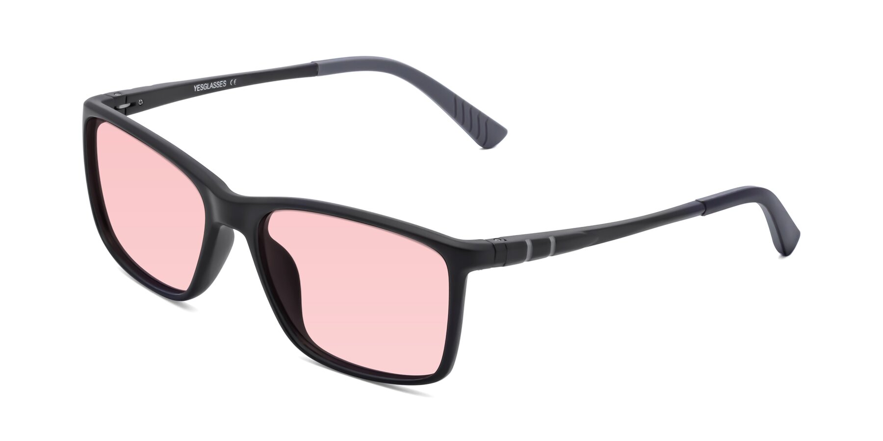 Angle of 9004 in Matte Black with Light Garnet Tinted Lenses