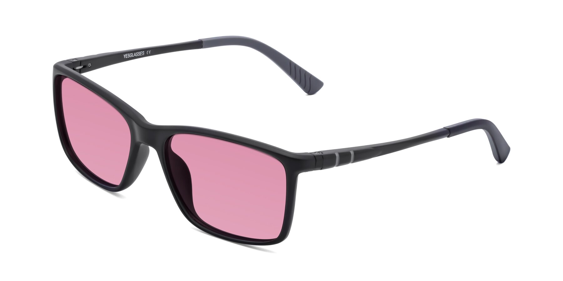 Angle of 9004 in Matte Black with Medium Wine Tinted Lenses