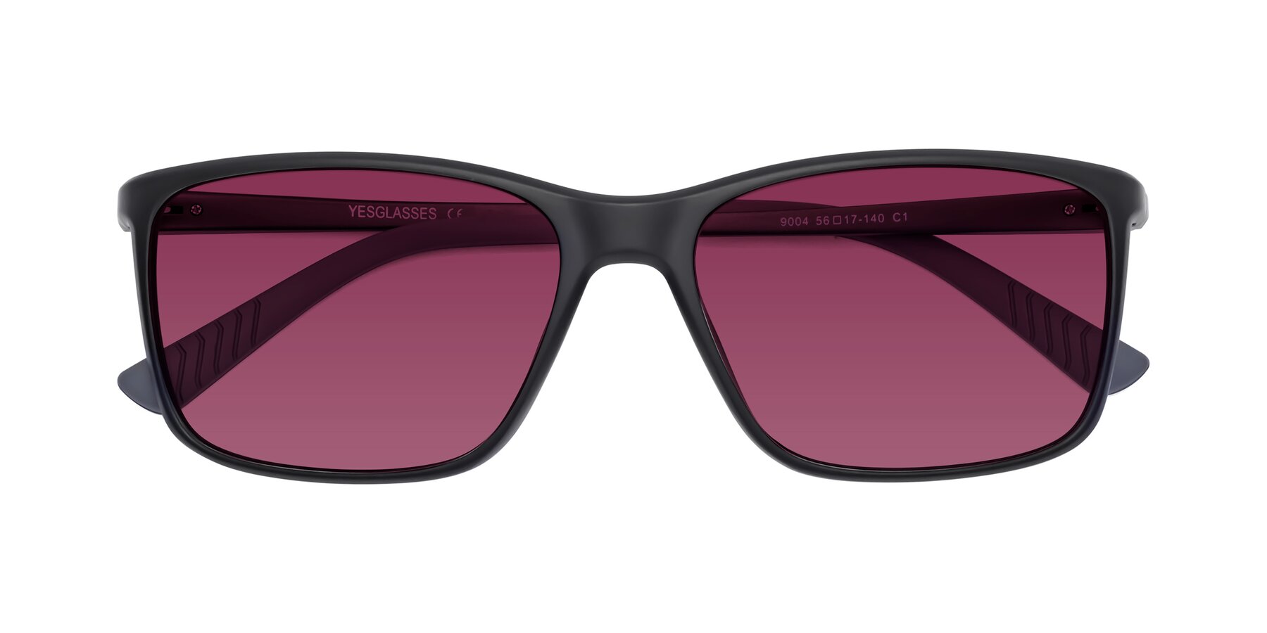 Folded Front of 9004 in Matte Black with Wine Tinted Lenses