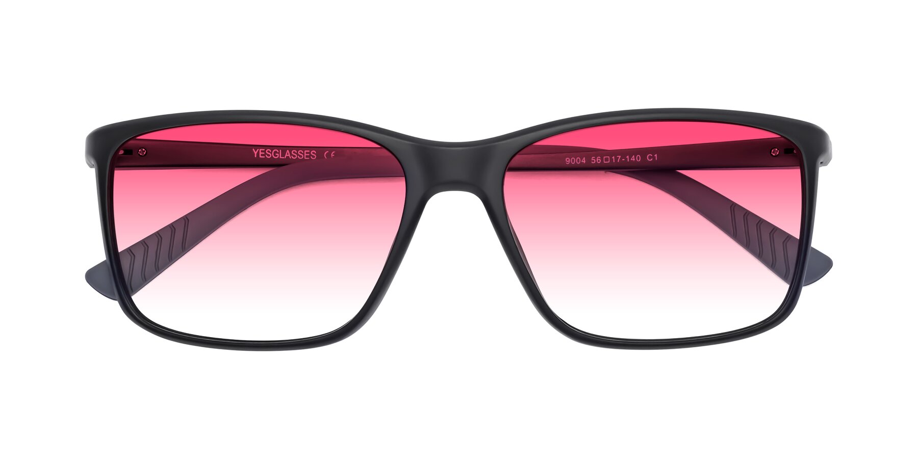 Folded Front of 9004 in Matte Black with Pink Gradient Lenses