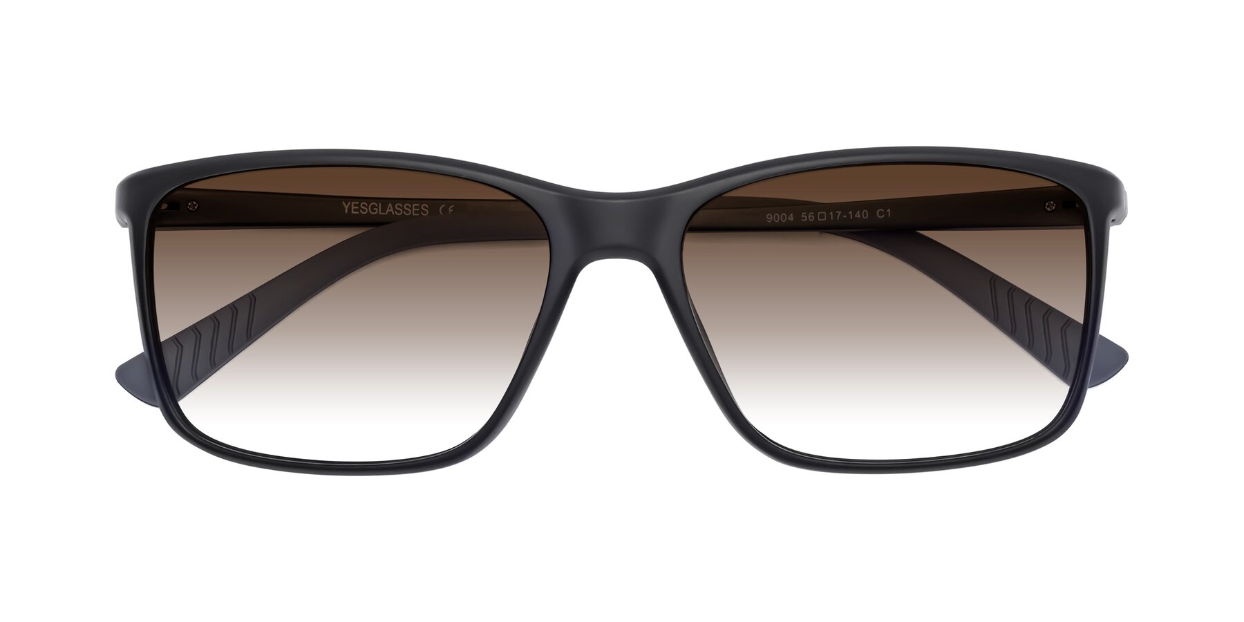 Folded Front of 9004 in Matte Black with Brown Gradient Lenses